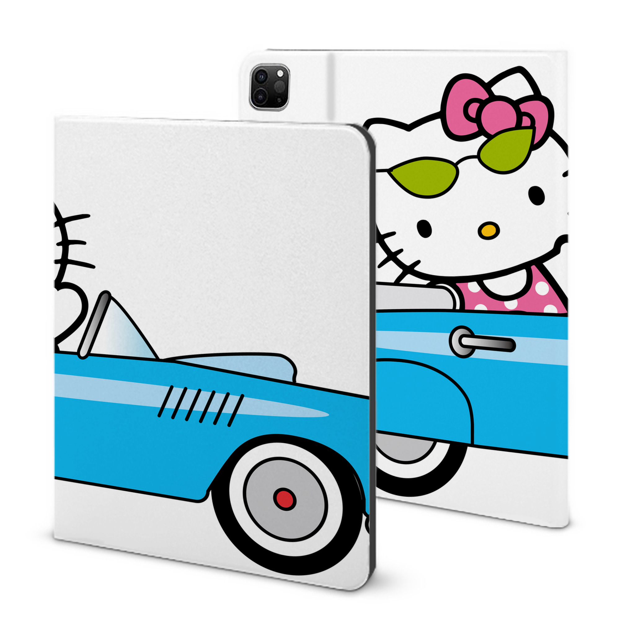 （画像用） Hello Kitty ハローキティ IPad ケース ブック型 PUレザー TPU 耐衝撃 軽量 薄型 ペン収納なし 全面保護 IPad 各モデル対応